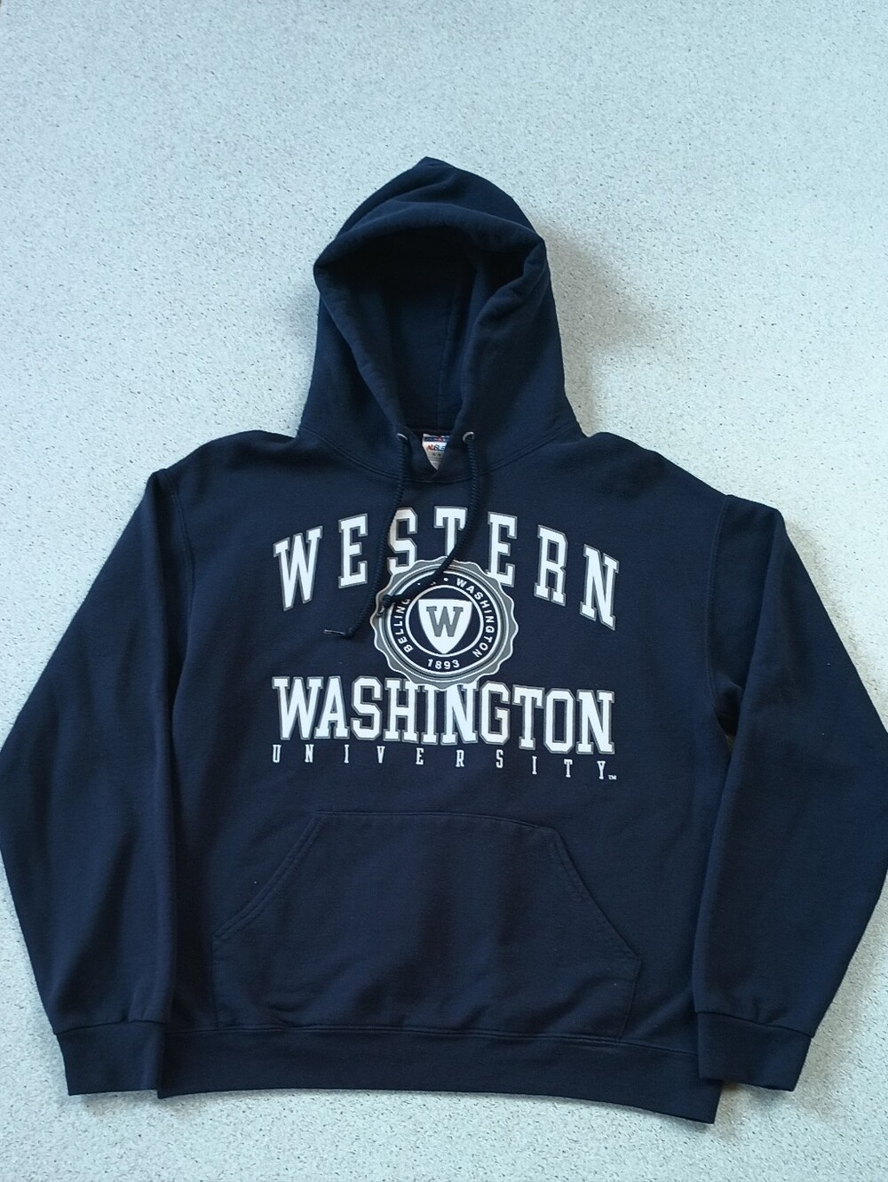 Jerzees WWU Western Washington University Navy Hoodie Sweatshirt Medium